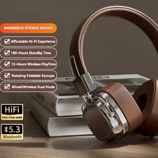 Retro Wireless Headphones with Bluetooth 5.3 - Foldable